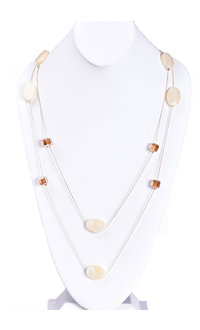 AJ Fashions Long Necklace Set with Oval & Square Stones