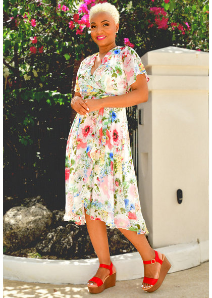 FAUL-Printed Ruffle Dress