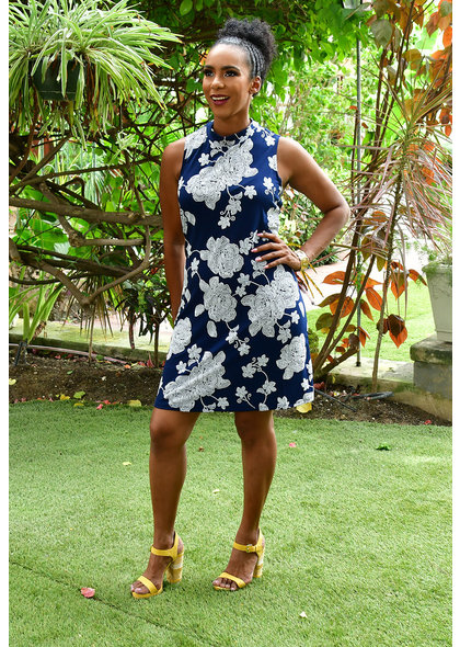 Signature ILDO- Puff Print Mock neck Dress