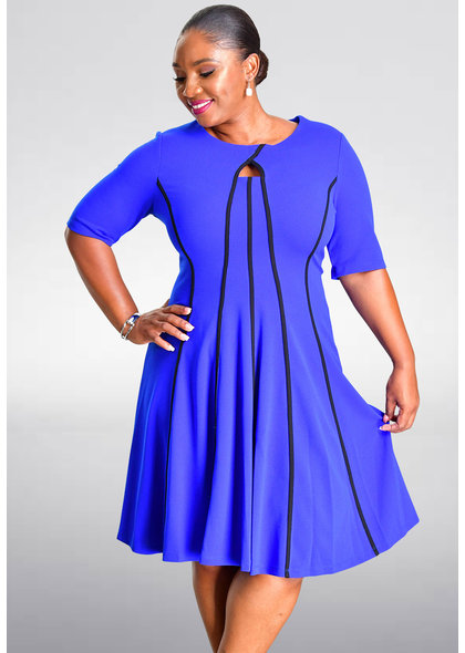 Shelby & Palmer RACCINE-Contrast Trim Short Sleeve Dress