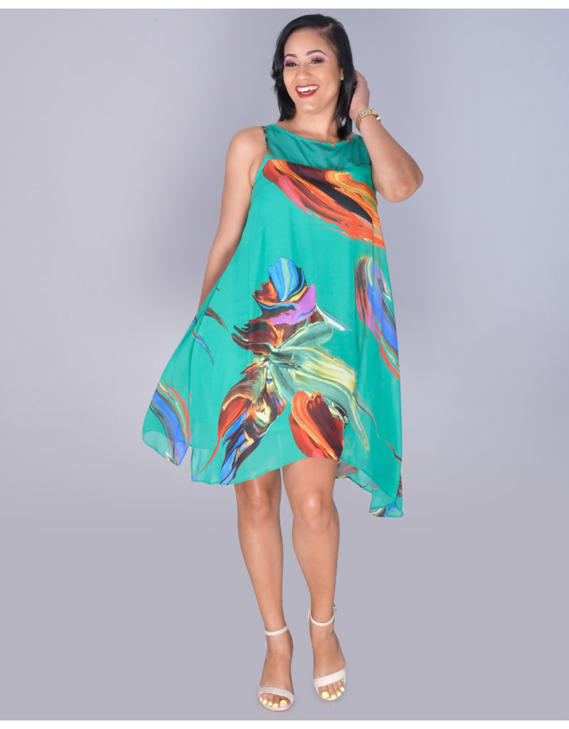 Signature FELWA- Printed Chiffon Overlay Dress