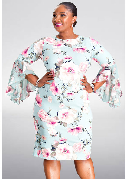Shelby & Palmer REMA- Floral Three Quarter Sleeve Dress