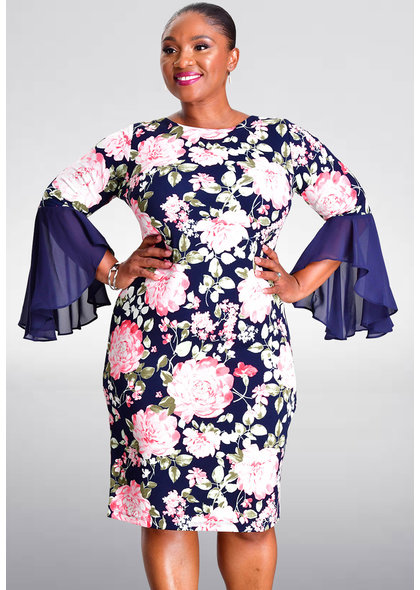 Shelby & Palmer ROSSIE- Floral Print Dress with Full Sleeves