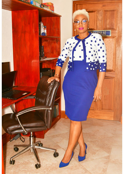 BAY- Polka Dot 3/4 Sleeve Jacket Dress