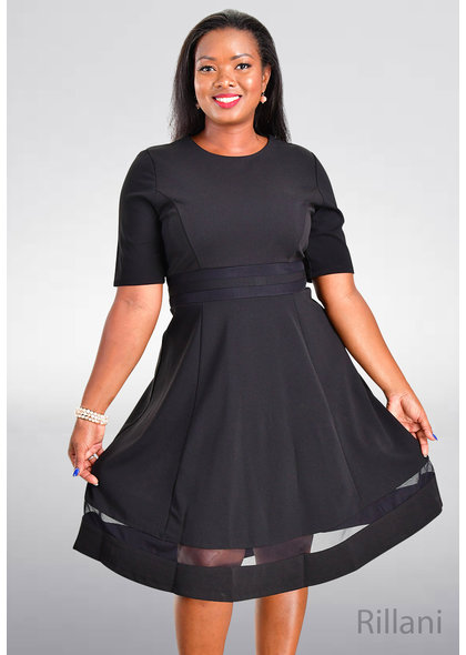 RILLANI- Fit and Flare Full Sleeve Dress