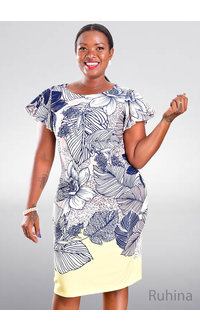 RUHINA- Printed Flutter Sleeve Dress
