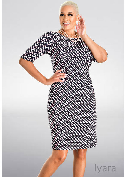 IYARA- Printed Three Quarter Sleeve Dress