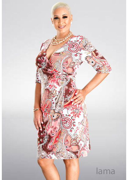 IAMA-Printed Faux Wrap Dress