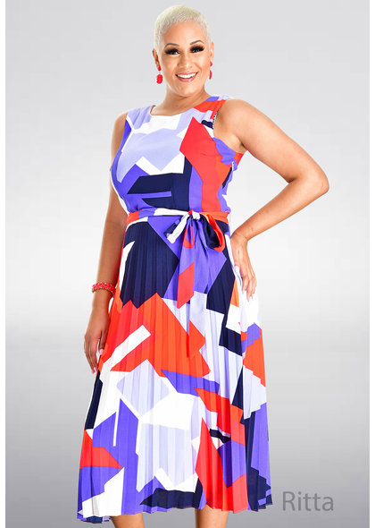 RITTA- Printed Dress with Pleats