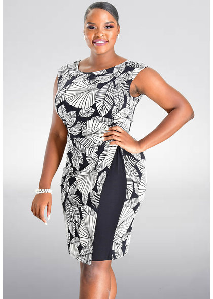 ISHERA- Puff Print Sheath Dress