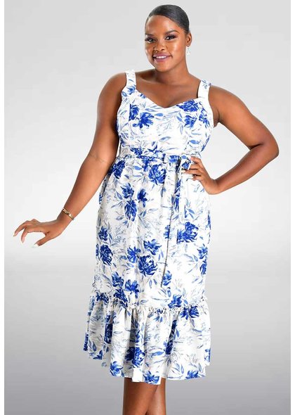 NAKIRA- Printed Dress with Tie at the Waist
