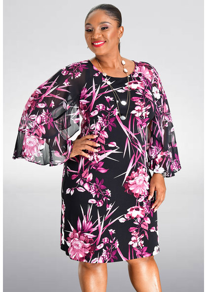 FABIANN- Printed Three Quarter Sleeve Dress