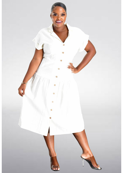 NISSA- Drop Waist Shirt Dress
