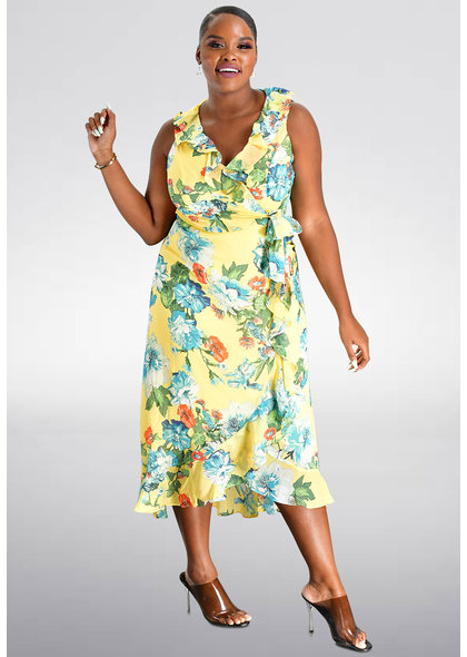 FIELDER- Printed Ruffle Trim Dress
