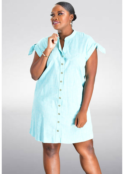 KARTER- Cap Sleeve Shirt Dress