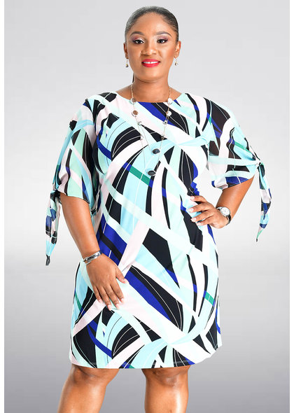 Sandra Darren IMAGY- Printed Shift Short Sleeve Dress