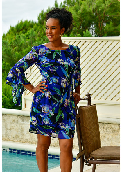FARUZ- Printed Three Quarter Sleeve Dress