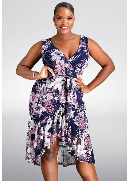 MAKIE- Floral Printed Ruffle Dress