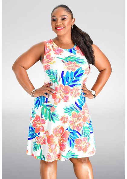 MSK YAMANI- Printed Dress with key hole at the back