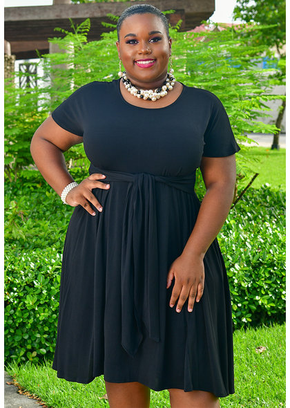 Signature JENNY- Plus Size Tee Shirt Dress with Sash