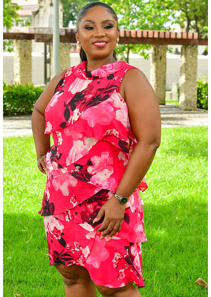 FRAYNE- Floral Print Shutter Dress