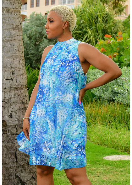 Signature FLAVIA- Puff Print Mock Neck Dress
