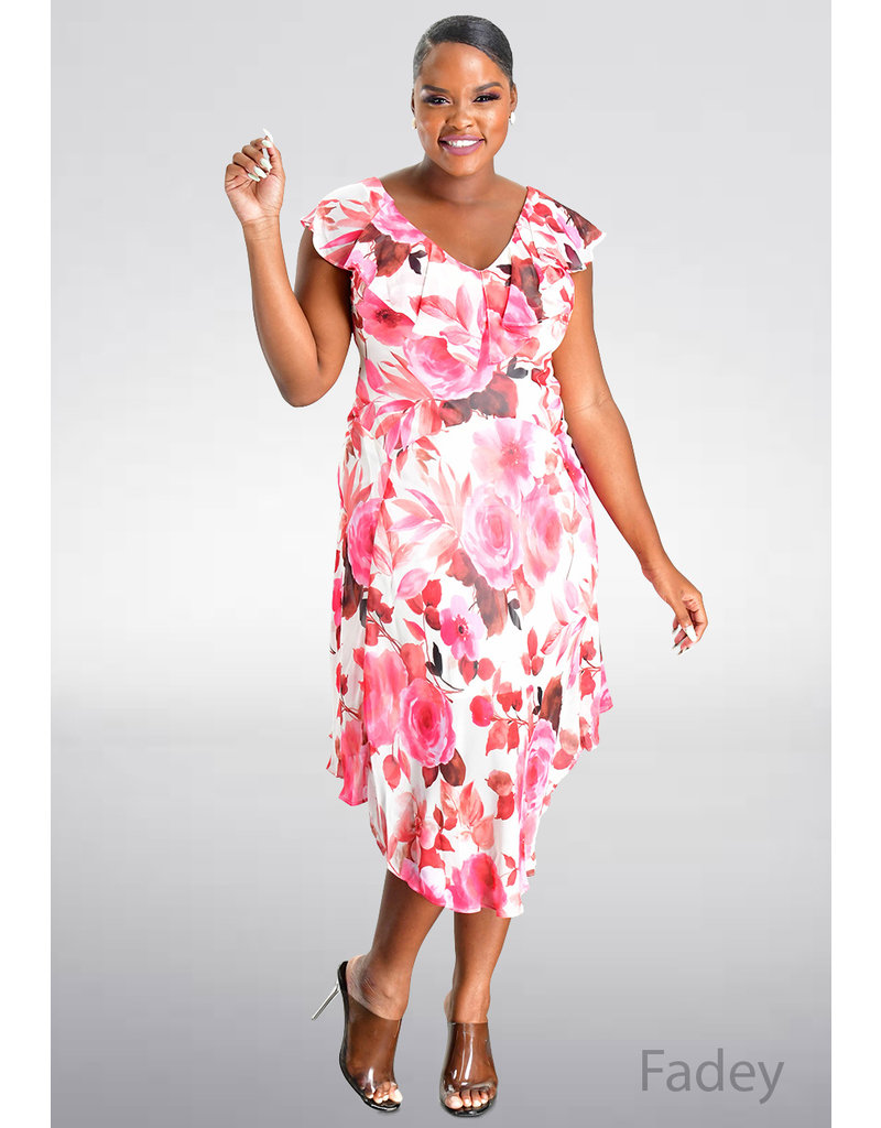 FADEY- Floral Print Cape Dress