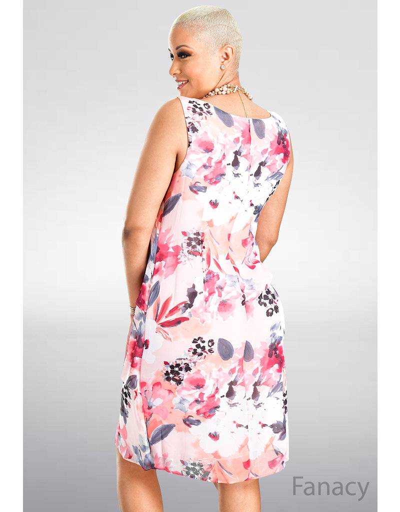 FANACY- Armhole Floral Print Shutter Dress