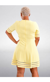 Jessica Howard RESALU- Fit & Flare Net Strip Hem Dress