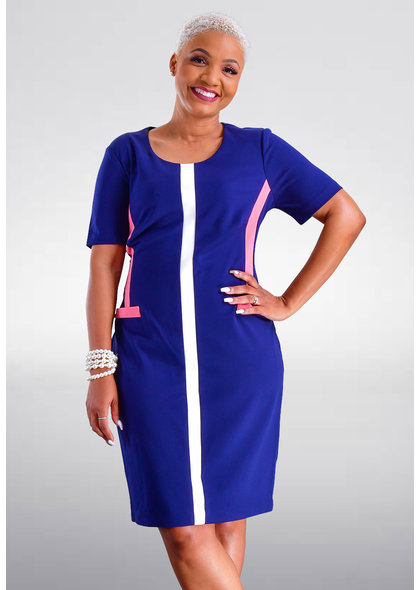 RAMIN- Short Sleeve Contrast Trim Dress