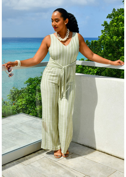 LAPIS & LILLIES KESANDA- V-Neck Striped Jumpsuit