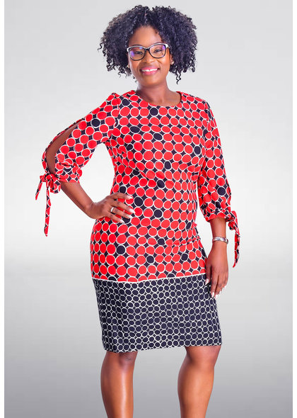 RIDA- Printed Three Quarter split Sleeve Dress