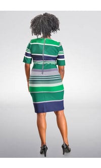 RONJE- Striped Sheath Short Sleeve Dress