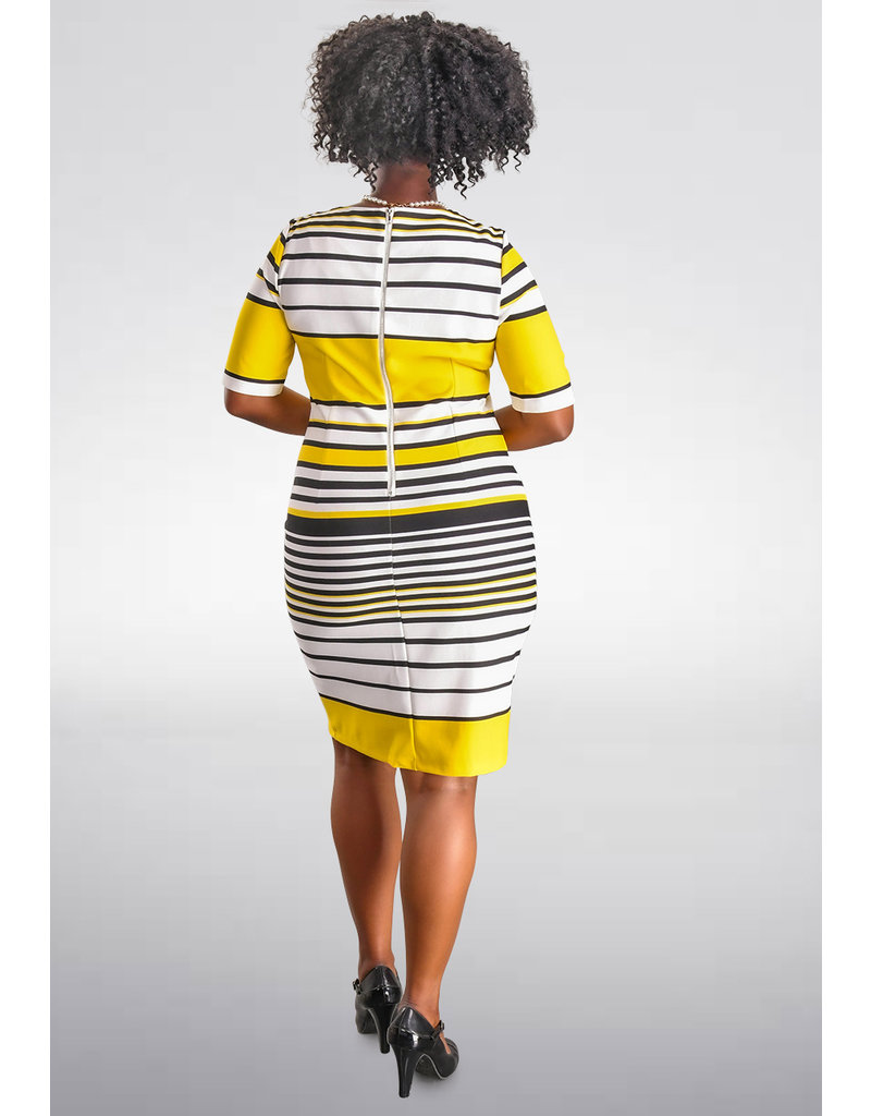 RONJE- Striped Sheath Short Sleeve Dress