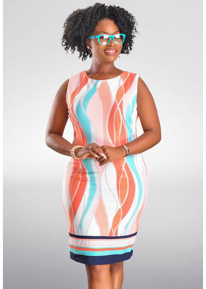 RUTHIE- Printed Armhole Sheath Dress