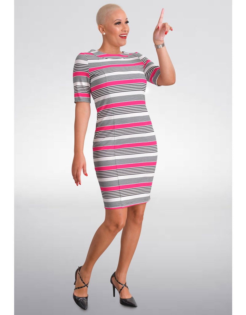 RONJE- Small Striped Sheath Short Sleeve Dress