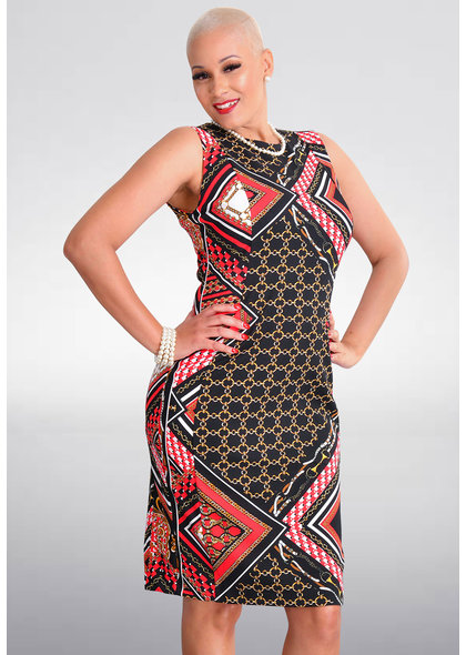Shelby & Palmer REDEAN- Round Neck Chain Print Dress