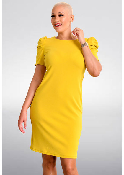 Shelby & Palmer RESHENA- Round Neck Dress with Gather Sleeves