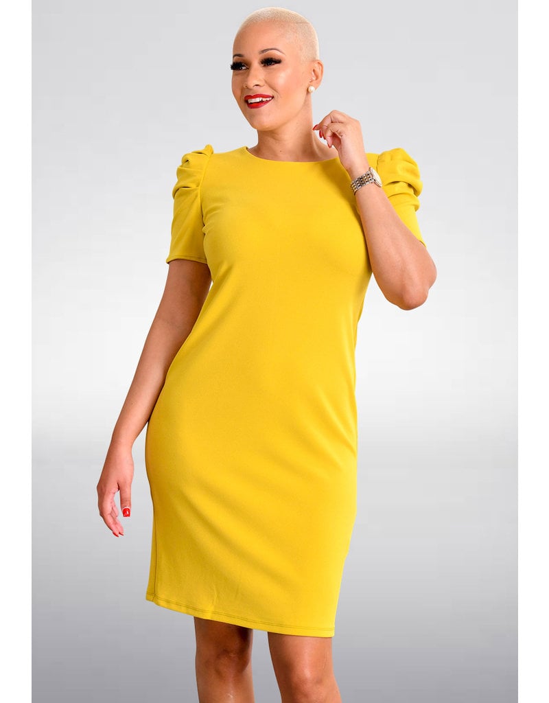 Shelby & Palmer RESHENA- Round Neck Dress with Gather Sleeves