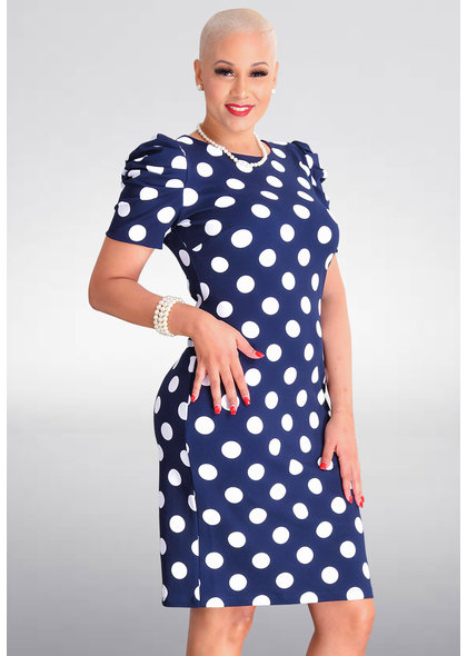 Shelby & Palmer RESHENA- Polka Dot Dress with Gather Sleeves