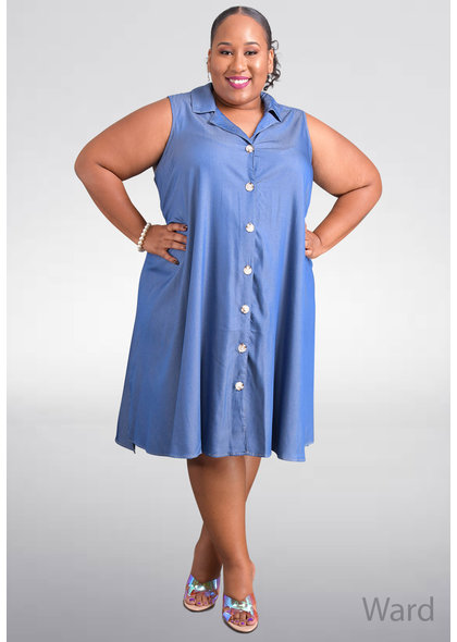 MLLE Gabrielle WARD- Plus Size Armhole Dress with Collar