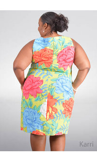 KARRI- Plus Size Floral Print Sheath Dress with Pockets