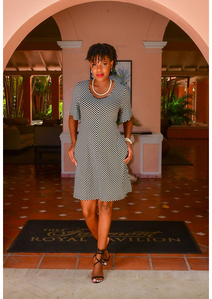 Nina Leonard IDERI- Pinstripe T-shirt Dress