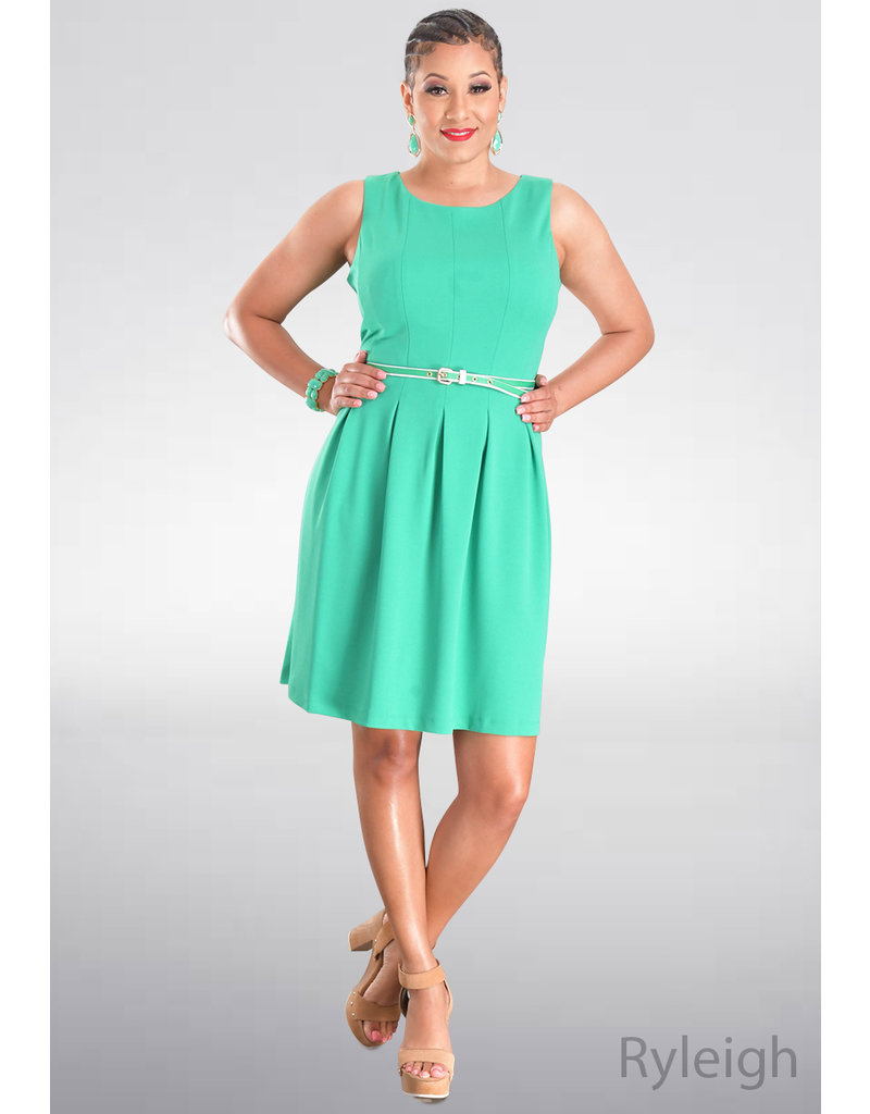 RYLEIGH- Fit and Flare Dress with Belt