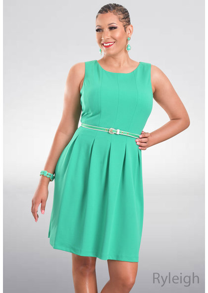 RYLEIGH- Fit and Flare Dress with Belt