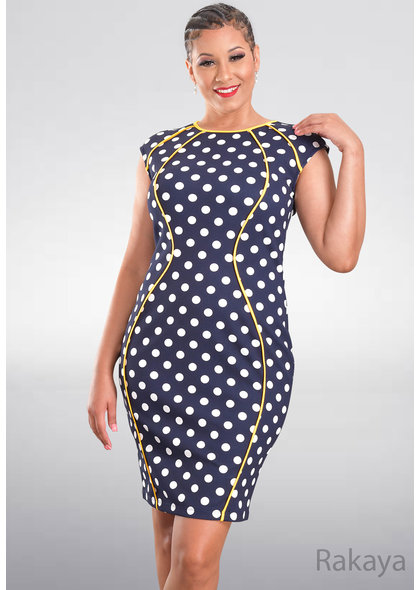 RAKAYA- Polka Dot Dress with Contrast Trim