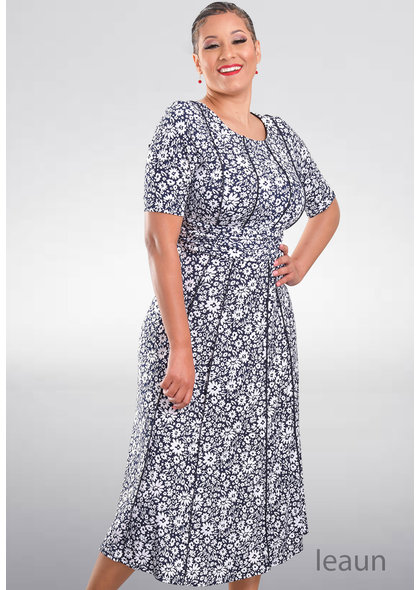 IEAUN-Printed Fit and Flare Dress