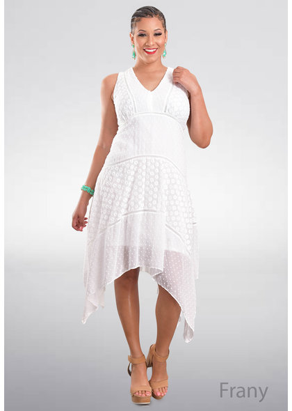 FRANY- Sleeveless Textured Dress with Points