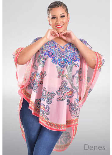 ACE Fashions DENES- Printed Poncho Cover Up