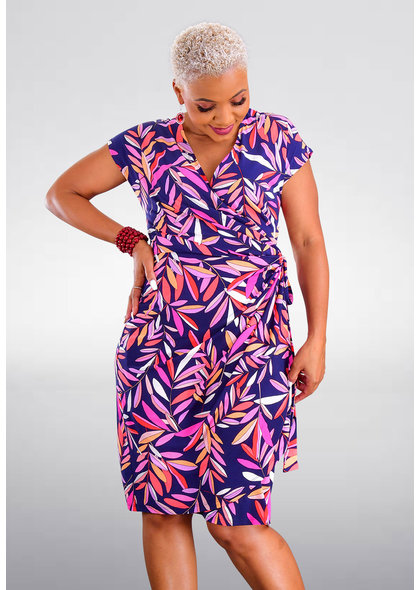 MAGGY LONDON ISASH- Printed Faux Wrap Dress